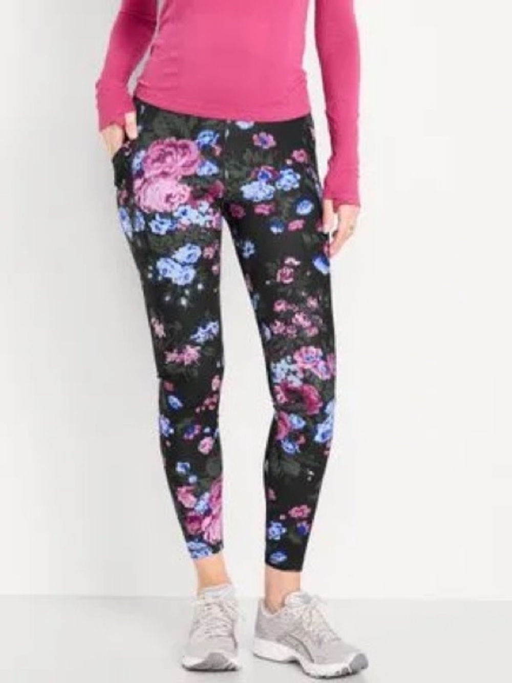 Old Navy Black Floral High-Waist Leggings - Picture 2 of 5